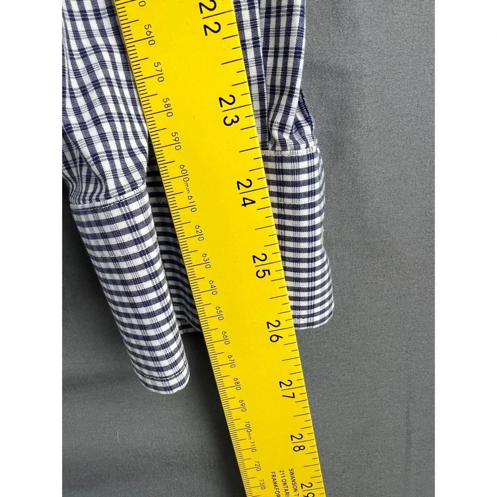 Banana Republic Shirt Mens XL Slim Fit Blue Gingham Wrinkle Resistant Excellent
